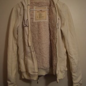 Cream Hollister fur lined zip up